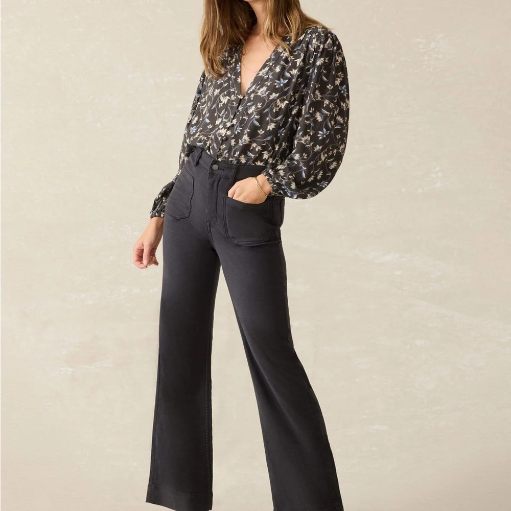 Faherty Women's Stretch Terry Slim Wide Leg Pants